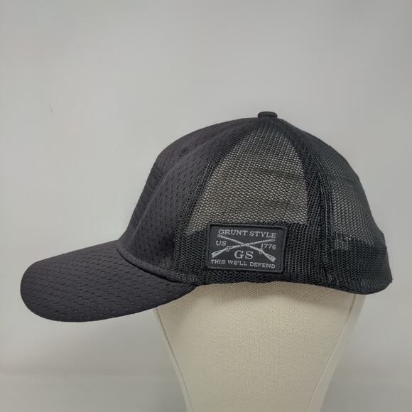 Grunt Style Men's Stretchy Hat Black Embroidered American Flag This We'll Defend - Picture 3 of 6